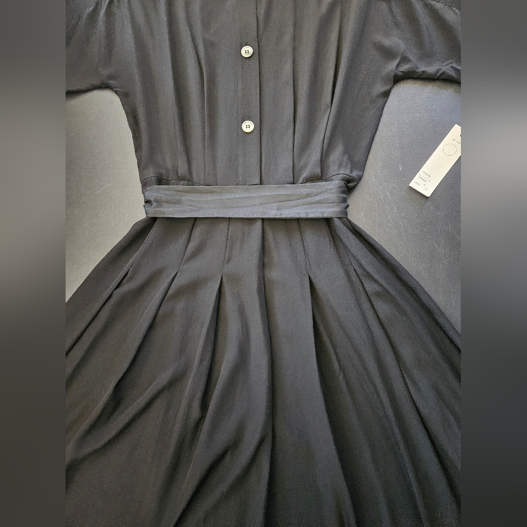 Vintage - Silk - Nwt - Linda Allard For Ellen Tracy Black Midi Dress - Size 12